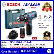 B-B120B20 (GSB120-Li-2.0Ah) BOSCH CORDLESS HAMMER IMPACT DRIVER DRILL 12V ( 06019G81L0 ) 2x2.0Ah Bat