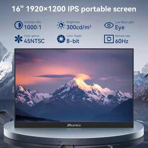 Monitor 16" portable, 1920 * 1200 for laptop Xbox PS4 / 5 Switch TV Box PC expansion, Reletech M16Li