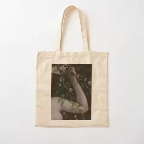 Young woman with flower painting detail (daphne) Tote Bag Big bag Women's shopping bag ecological ba