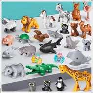 Big Size Compatible With LEGO Duplo Animals World Block Whale Crocodile Sheep Seal Deer Panda Enligh
