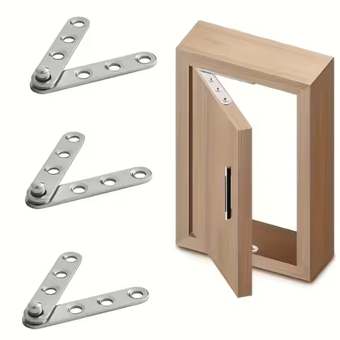 6 PCS Heavy-Duty 360° Rotating Concealed Hinges, Stainless Steel Flush-Mounted Fittings for Cabinets