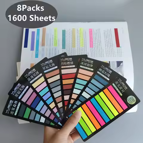 8Packs 1600 Sheets Transparent Index Self-Sticky Notes Annotation Books Posted ItBookMarkers Tabs Re