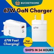 [SG Seller] 67W GaN Charger Super Fast Charging Type C USB USB-A Efficient Smartphone Devices gan charger