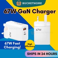[SG Seller] 67W GaN Charger Super Fast Charging Type C USB USB-A Efficient Smartphone Devices gan ch