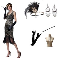 ชุดเดรสปาร์ตี้สไตล์ Gatsby ประดับเลื่อม 1920 พร้อมหางยาว ชุดราตรีสุดหรู ชุดราตรียาว ชุดราตรีสุดหรู