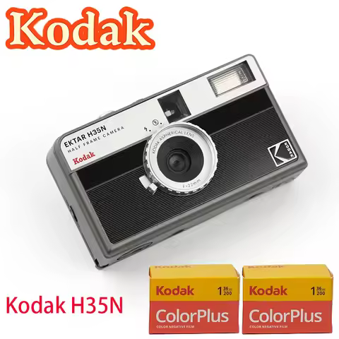 Kodak H35N Retro Fool Half Grid Film Camera 35mm Film Reusable Film Camera with Flash Ins Birthday G