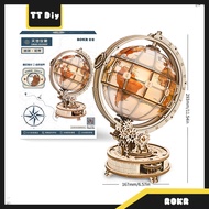 Robotime ROKR, diy Wooden Hand-Made 3D Puzzle World Map Creative Ornament [Globe]