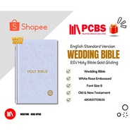 PCBS ESV Wedding Bible Personal Size White Rose : Filigree Embossed Wedding Gift Bible - ESV Bible