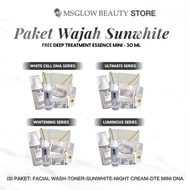 MS GLOW - PAKET WAJAH SERIES BASIC SUNWHITE FREE DTE MINI - 30 ML skincare  paketan  abu  abu cleans