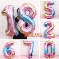 80 cm rainbow number foil balloon jumbo number balloon/ rainbow number balloon/