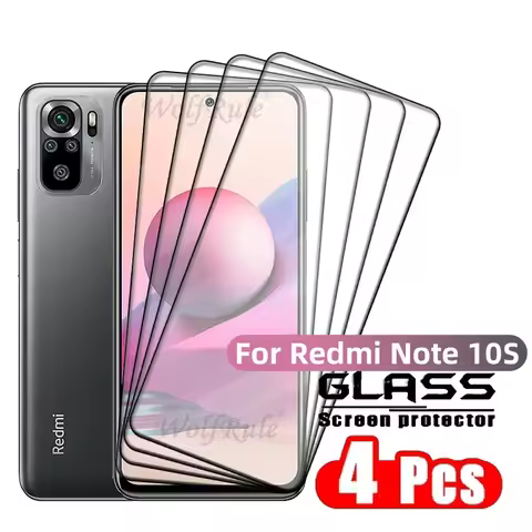 4PCS For Redmi Note 10S Glass Xiaomi Redmi Note 10S Tempered Glass Protective Full Cover 9H HD Scree