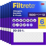 Filtrete 20x25x1 Air Filter, MERV 12, MPR 1500, Allergens, Bacteria & Viruses, 3-Month AC and Furnac