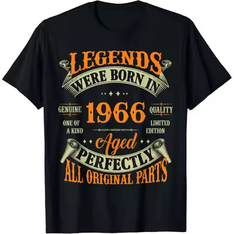 Vintage Legend Born In 1966 59th Birthday Tee 59 Years Old T Shirts Pure Cotton Tee Shirt Short Slee