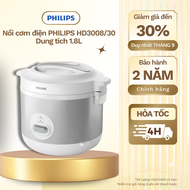 Nồi cơm điện PHILIPS HD3008/30 1.8L 4-6 Người Ăn BH 2 Năm