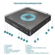 (QBEP) 2X Compact Sports Portable CD Player Touch Button Rechargable Disc Player Reproductor CD Doub