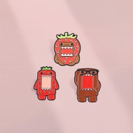 Domo Kun Strawberry Fruit Three-Piece Enamel Brooch Set Cartoon Monster Domo Lapel Pins for Jacket B