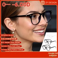 [0— -6.00D] Myopia Glasses With Power And Oval Glasses For Women And Men,Y2k Anti Blue Light Glasses