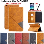 SM-T295 Case For Samsung galaxy tab A 8.0 2019 Case SM-T290 T290 T295 T297 Cover Tablet Premium PU Leather Stand Case +Gift