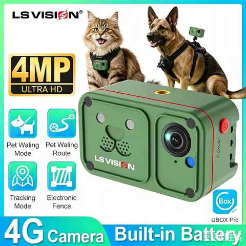 LS VISION Pet Camera Collar APP Control, 4MP Pet POV Camera Recording Wearable Action Camera with 4G