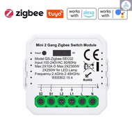 Tuya ZigBee Push Button Normal Switch Module Home Electrical Appliance 2 Gang Switch Control Module Mobilephone APP Remotely Control Compati Tolo-4.30