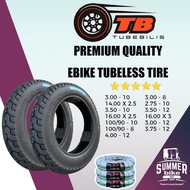 E-bike Tubeless Tire 3.00x8 3.00x10 2.75x10 16x3.00 16x2.50 No Free Bent Air Valve (Pito)