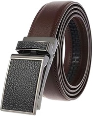 Men's Belt,Leather Ratchet Dress Belts for Men with Automatic Sliding Buckle, Trim to Fit (120cm/wai