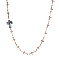 奧地利黑鐵礦十字水晶 搭玫瑰金十字鍊條