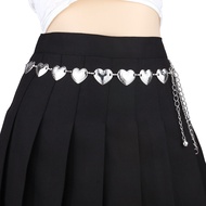 GES-14 women's belt buckle silver chain belt y2k love heart heart women kpop idol