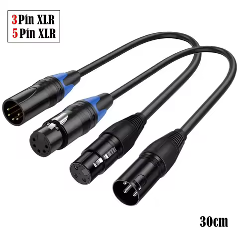 XLR Male 3 Pin to XLR Female 5 Pin & XLR Female 3 Pin to XLR Male 5 Pin Audio Cable for Microphone D