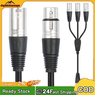 0.6M 2Feet XLR Splitter Cable Low Noise XLR 1 Female To 3 Male Splitter Cable for Audio Interface