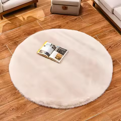 Stylish Faux Rabbit Fur Round Area Carpet Sofa Area Rugs Fluffy Floor Rugs For Living Room Bedroom B
