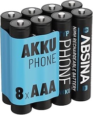 ABSINA 8 x NiMH Batteries for Telephone Gigaset Handset Rechargeable 800 mAh - Battery for Gigaset A