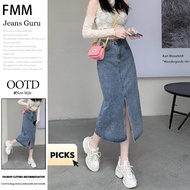 Lovito Casual Plain Split Denim Skirts for Women LNE24295 (Blue) Lovito Simple Casual Split Denim Sk