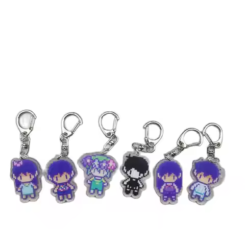 Anime Omori Pixel Keychain Figures Basil Kel Sunny Pendant Keyring Chain Accessories Bag Men Women G