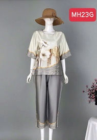 Bộ đồ trung niên lụa latin sang trọng MH23 – Đồ bộ cao cấp cho Mẹ.