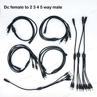 DC 1 Female to 2 3 4 5 way 22awg 18awg Male connector Power Supply Splitter Plug adapter Cable cord 