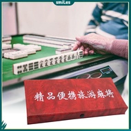 smiles|  Dense Amine Material Mahjong Tiles Portable Mini Mahjong Game Set Classic Chinese Mahjong for Travel Parties Lightweight Compact Mahjong Set for Home On-the-go Fun