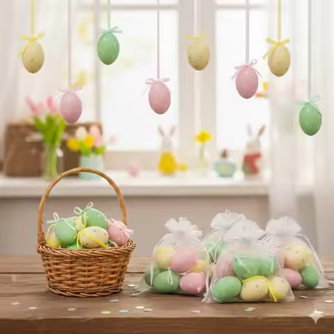 Easter Decoration Foam Pigeon Eggs 3*4cm Mini Plastic Imitation Eggs Colorful HolidayDecor Small Eas