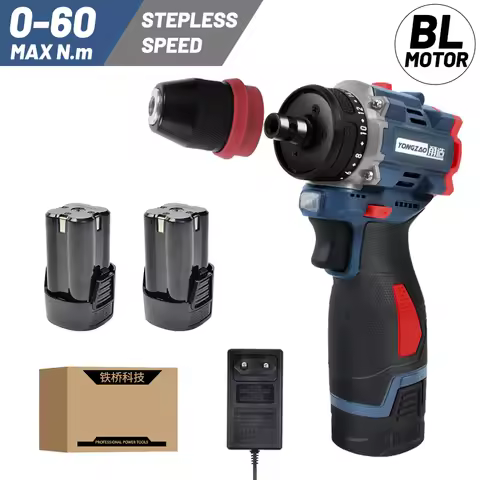 16.8V/21V Cordless 2in1 Electric Screwdriver Drill Brushless Motor 0-60Nm Rechargeable Multifunction