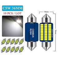 10 pcs C10W C5W Festoon 31mm 36mm 39mm 41mm bóng đèn LED Canbus 12V 7000K nội thất ô tô màu trắng Do