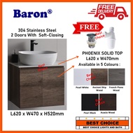 Baron A103-ST Stainless Steel Basin Cabinet With Phoenix Stone Solid Top vanity basin cabinet set for Bathroom Toilet