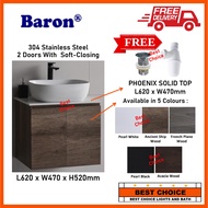 Baron A103-ST Stainless Steel Basin Cabinet With Phoenix Stone Solid Top vanity basin cabinet set fo