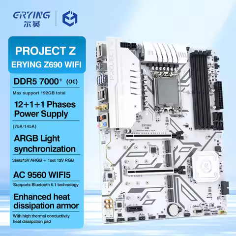 ERYING Z690 Motherboard LGA1700 DDR5 192GB WIFI ARGB Support 14490 13900 13700 14600 12700 14700K CP