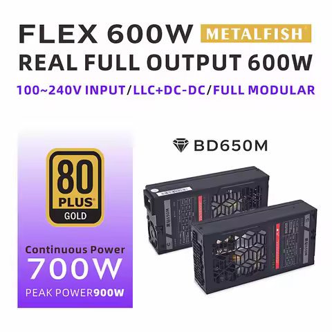 METALFISH Flex 600W Modular Power Supply Small 1U Computer PSU Flex-ATX 500W For ITX Compact Mini PC