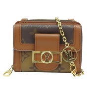 棕色 原花帆布 MINI DAUPHINE 鏈帶短夾 M80724【LOUIS VUITTON LV 路易威登】 M80724