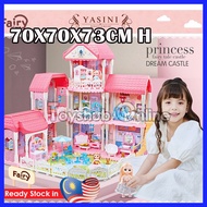 TOYSHUB Rumah Boneka Kastil Puteri Besar Villa Mainan Rumah Boneka Pasang Villa Mainan Rumah Boneka 