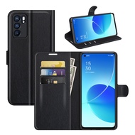 Kickstand Leather Phone Case For OPPO Reno 6 Reno6 Pro Plus 5G Z 4G Flip Case