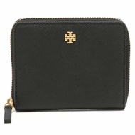 【TORY BURCH】素面皮革短夾-黑色