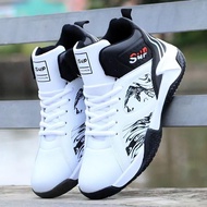 Korean Fashion Basketball Shoes For Men Cushioning Sports Running Shoes High Cut Casual Shoes#Q-3