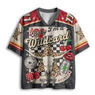 2026 Top Selling Retro Printed Mesh Knitted Jersey Western Tauren Bone777 Pattern V-neck Short Sleev
